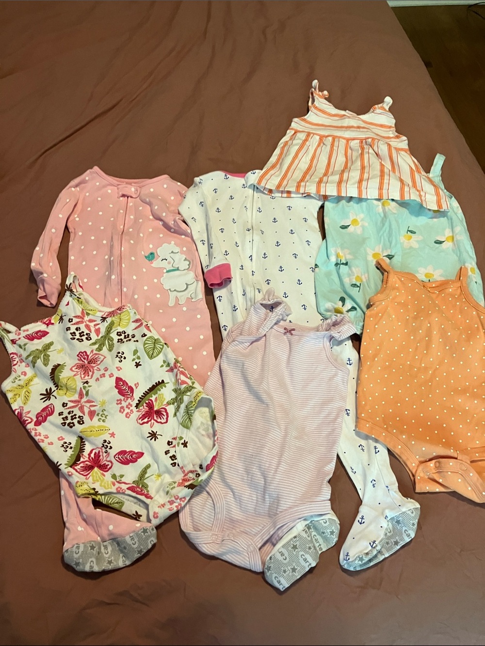 Carter’s Baby Girls Mixed Summer Onesies/Rompers, PJs and tank 24M